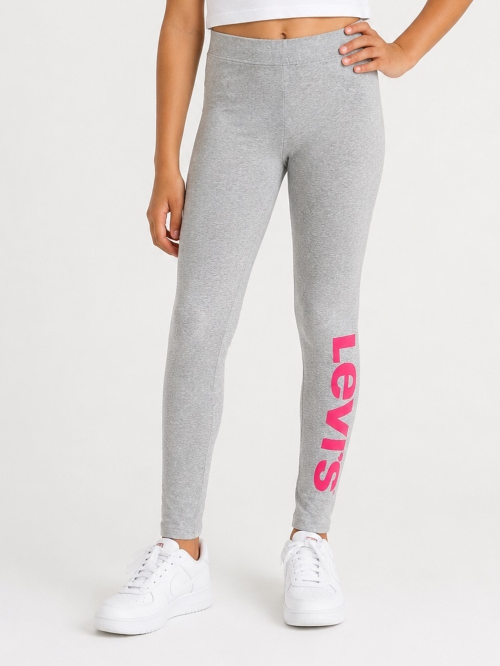 Levi’s Kids High Rise Leggings Gray Pink Logo Size Large 12/13 NWT